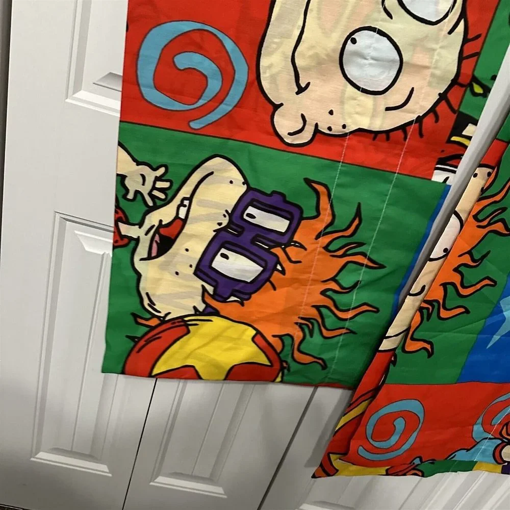 Vintage Window Valance Nickelodeon Rugrats 90s Tailored Curtain 84 x 15 Set of 2